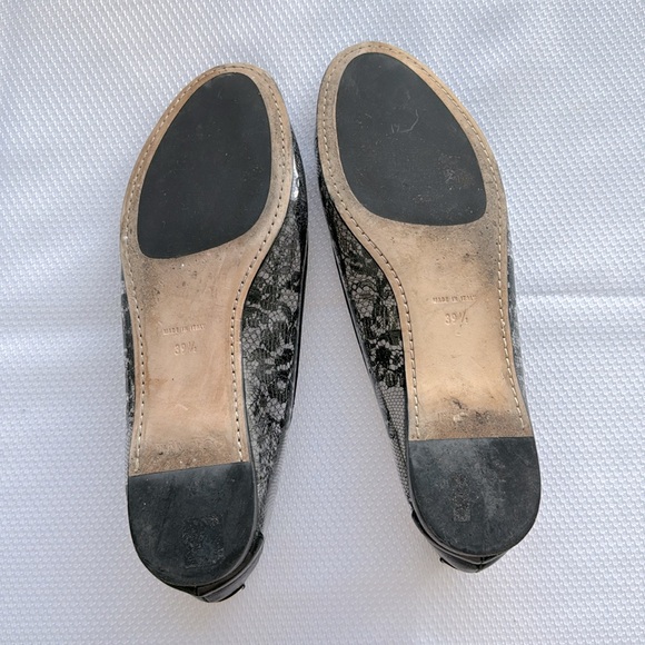 Jimmy choo black lace print ballet flats size 39.5 - Picture 6 of 7